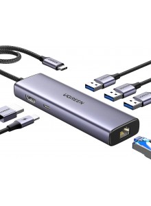 UGREEN USB-C To 3*USB 3.0 A+HDMI+RJ45+PD...