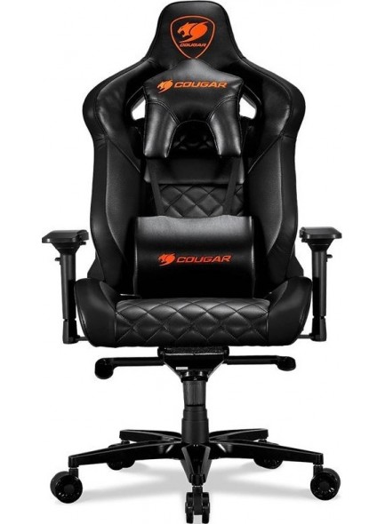 Cougar Armor Titan Gaming Chair, Premium PVC Leather, 4D Armrest, Piston Lift Height Adjustment, Up to 170° Reclining, 160kg Max Weight Capacity, Black / Orange | CG-CHAIR-ARMOR-TTN-BLK | 3MATBNXB.0001