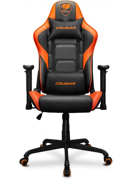 COUGAR Armor Elite Gaming Chair, Premium PVC Leather, 2D Armrest, Piston Height Adjustment, Class 4 Gas Lift Cylinder, 160° Reclining, Up to 120 Kg Max Load, Black-Orange | 3MELIORB.0001