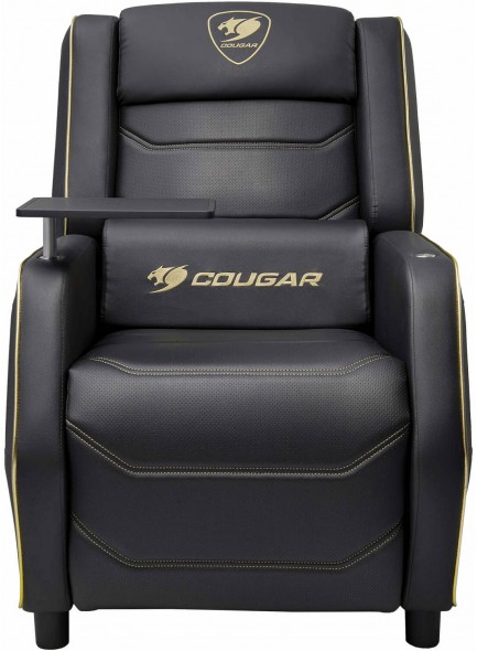 COUGAR RANGER PRO ROYAL Adjustable Gaming Sofa with Detachable Swivel Table, Breathable PVC Leather, Side Storage Pocket, USB Type-C Charging Port, Headrest & Lumbar Pillow, Black/Gold | 3MRGPGLB.0001