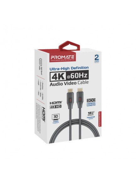 Promate Ultra-High Definition 4K@60Hz HDMI® Audio Video Cable | ProLink4K60-300